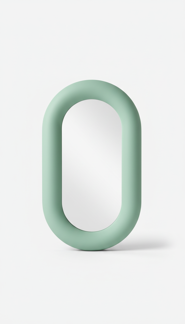 Mint Green Offset Oval Mirror